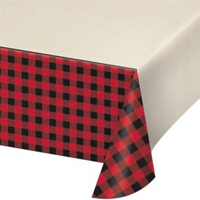 img 2 attached to 🎩 Add a Touch of Elegance with Creative Converting 322283 Black and Red Plaid Rectangular Plastic Tablecover