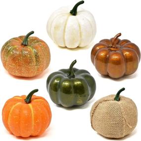 img 4 attached to 🎃 6-Pack Decorative Artificial Pumpkins - White, Orange, Green - Thanksgiving, Halloween, Autumn, Fall Harvest Home Crafts - Gift Boutique