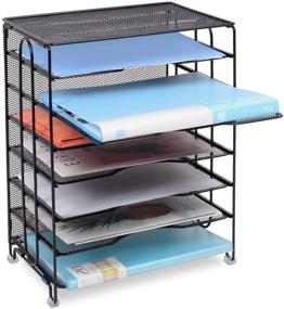 img 3 attached to Univivi 7-Tier Mesh Letter Trays - Office Desk Organizer, File Paper Tray Organizer (Screws Free Design), Black