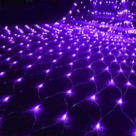 🎃 purple outdoor halloween net lights, 12ft x 5ft 360 led fairy mesh lights with 8 lighting modes, connectable for garden xmas tree, bushes, holiday wedding party decorations - waterglide логотип