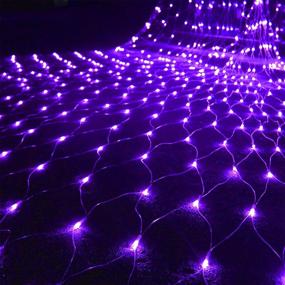 img 4 attached to 🎃 Purple Outdoor Halloween Net Lights, 12FT x 5FT 360 LED Fairy Mesh Lights with 8 Lighting Modes, Connectable for Garden Xmas Tree, Bushes, Holiday Wedding Party Decorations - WATERGLIDE