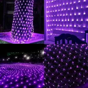 img 2 attached to 🎃 Purple Outdoor Halloween Net Lights, 12FT x 5FT 360 LED Fairy Mesh Lights with 8 Lighting Modes, Connectable for Garden Xmas Tree, Bushes, Holiday Wedding Party Decorations - WATERGLIDE