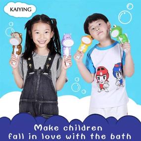 img 2 attached to 🐵 KAIYING Kids Handheld Shower Head with Cartoon Water Flow Spray - Bathing Toy for Baby, Toddlers (Monkey) + Hose + Diverter