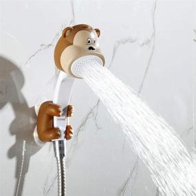 img 3 attached to 🐵 KAIYING Kids Handheld Shower Head with Cartoon Water Flow Spray - Bathing Toy for Baby, Toddlers (Monkey) + Hose + Diverter