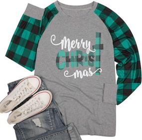 img 3 attached to 🎄 Merry Christmas Women's Long Sleeve Raglan Baseball Tee Shirts with Letter Print Tops