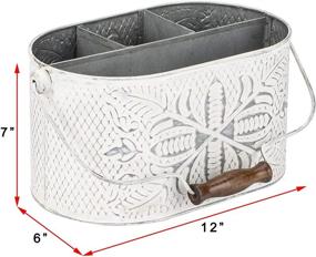 img 2 attached to 🛠️ Craftsman Road Distressed White Metal Caddy – Farmhouse Galvanized Kitchen Organizer: Vintage Rustic Multi-Compartment Holder for Napkins, Plates, Cutlery & Cleaning Supplies