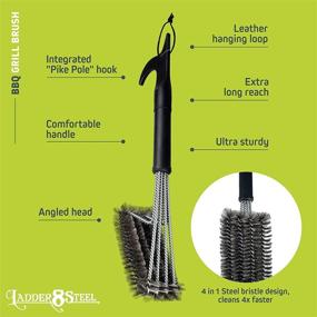 img 1 attached to Jolly Green Products 4-in-1 Grill Brush & Scraper, Steel Bristles, BBQ Grill Cleaner w/ 18-Inch Handle, Non-Scratch, Perfect Grilling Gift for Men