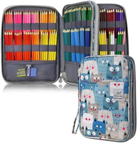 img 4 attached to 🐱 YOUSHARES 192 Slots Colored Pencil Case: Organize Prismacolor Watercolor Coloring Pencils & Gel Pens with Style (Big-Faced Cat Design)