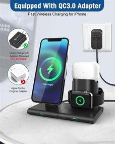 img 2 attached to 🔌 3 in 1 Wireless Charger, Magnetic Charging Station Dock, 15W Qi Fast Charger Stand for iWatch SE/6/5/4/3/2, Airpods 2/Pro, iPhone 12/12 Pro/12 Pro Max/12 Mini - (No QC3.0 Adapter)