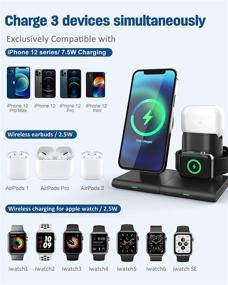 img 3 attached to 🔌 3 in 1 Wireless Charger, Magnetic Charging Station Dock, 15W Qi Fast Charger Stand for iWatch SE/6/5/4/3/2, Airpods 2/Pro, iPhone 12/12 Pro/12 Pro Max/12 Mini - (No QC3.0 Adapter)