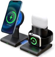 🔌 3 in 1 wireless charger, magnetic charging station dock, 15w qi fast charger stand for iwatch se/6/5/4/3/2, airpods 2/pro, iphone 12/12 pro/12 pro max/12 mini - (no qc3.0 adapter) logo