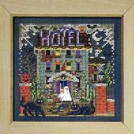 haunted hotel cross stitch kit logo