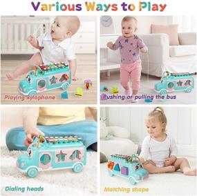 img 3 attached to 🎵 Xylophone Baby Toy with Shape Sorter - DeXop Intellectual School Bus - Educational Toys for 3 Year Old Girls and Boys - Push & Pull Music Toy - Ideal Toddler and Preschooler Gift - Kids' Birthday Favors