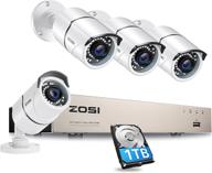 🎥 zosi 1080p home security camera system outdoor with 1tb hdd, h.265+ 8ch 5mp lite wired dvr, 4pcs 1080p hd ip67 weatherproof cctv cameras, 120ft night vision, remote access logo