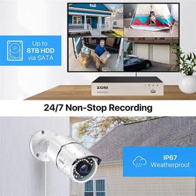 img 3 attached to 🎥 ZOSI 1080P Home Security Camera System Outdoor with 1TB HDD, H.265+ 8CH 5MP Lite Wired DVR, 4pcs 1080P HD IP67 Weatherproof CCTV Cameras, 120ft Night Vision, Remote Access