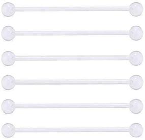 img 1 attached to 💎 Vcmart 14G 6PCS 38mm UV Clear Flexible Industrial Barbell: Perfect for Ear Cartilage, Helix, and Conch Piercing - 1 1/2 in