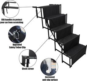 img 1 attached to 🐾 YEP HHO 4/5 Steps Upgraded Folding Pet Stairs Ramp: Lightweight, Portable, Waterproof Surface for Dogs & Cats - Ideal for Cars, Trucks, SUVs