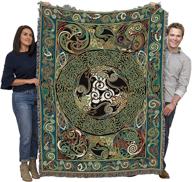 ravens panel - celtic inspired cotton woven throw blanket - made in usa (72x54) logo