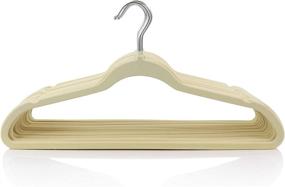 img 3 attached to 👔 100-Pack of Cream Velvet Slim Profile Heavy Duty Felt Hangers with Stainless Steel Swivel Hooks - Elama