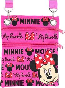 img 2 attached to 🎀 Pink Neon Minnie Mouse Glam Cross-Body Passport Purse Shoulder Bag by Disney