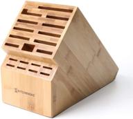 🔪 kitchendao 20-slot eco-friendly bamboo knife block holder - deluxe countertop knife stand for multiple large blade knives, wider slots for easy storage and accessibility (knives not included) logo