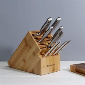 img 3 attached to 🔪 KITCHENDAO 20-Slot Eco-Friendly Bamboo Knife Block Holder - Deluxe Countertop Knife Stand for Multiple Large Blade Knives, Wider Slots for Easy Storage and Accessibility (Knives Not Included)