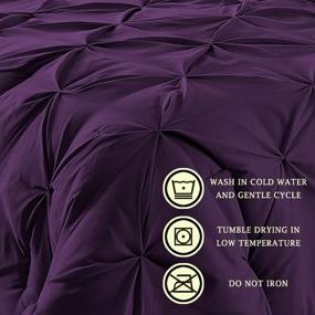 img 1 attached to 🛏️ King Plum 3-Piece Pinch Pleat Comforter Set, All Season Pintuck Style, Comfy Bedding with Double Needle Durable Stitching