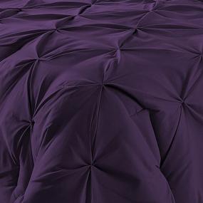 img 3 attached to 🛏️ King Plum 3-Piece Pinch Pleat Comforter Set, All Season Pintuck Style, Comfy Bedding with Double Needle Durable Stitching