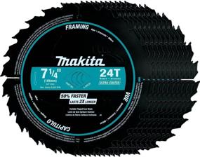 img 4 attached to 🔪 Makita A-94530-10 7-1/4" 24T Carbide-Tipped Ultra-Coated Circular Saw Blade for Framing - 10 Pack, Black