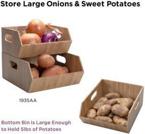 img 1 attached to 📦 XL Bamboo Storage Bins for Pantry & Kitchen Cabinet Organization - Multi-Purpose Stackable Set of 2, Ideal for Potatoes, Onions, Packaged Goods & More by MobileVision