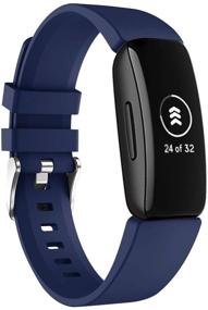 img 4 attached to 🔵 Soft Silicone Sports Replacement Bands for Fitbit Inspire & Inspire HR - KARTICE Compatible [Dark Blue]