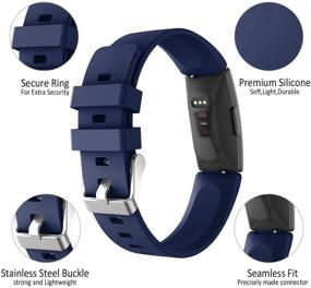 img 2 attached to 🔵 Soft Silicone Sports Replacement Bands for Fitbit Inspire & Inspire HR - KARTICE Compatible [Dark Blue]