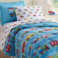 🚂 wildkin kids 7 pc full bed in a bag for boys and girls, microfiber bedding set - comforter, flat sheet, fitted sheet, 2 pillow cases, 2 shams - bpa-free - olive kids (trains, planes, trucks) logo