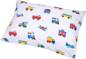 img 3 attached to 🚂 Wildkin Kids 7 Pc Full Bed In A Bag for Boys and Girls, Microfiber Bedding Set - Comforter, Flat Sheet, Fitted Sheet, 2 Pillow Cases, 2 Shams - BPA-free - Olive Kids (Trains, Planes, Trucks)