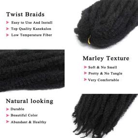 img 1 attached to 🔥 Get Trendy with 6 Packs Marley Twist Hair: 24" Afro Kinky Curly Braids Extension for Twists, Synthetic Fiber for Faux Locs (#1B)