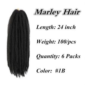 img 3 attached to 🔥 Get Trendy with 6 Packs Marley Twist Hair: 24" Afro Kinky Curly Braids Extension for Twists, Synthetic Fiber for Faux Locs (#1B)