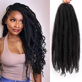 img 4 attached to 🔥 Get Trendy with 6 Packs Marley Twist Hair: 24" Afro Kinky Curly Braids Extension for Twists, Synthetic Fiber for Faux Locs (#1B)