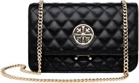 img 2 attached to 👜 Womens Leather Shoulder Bag: Quilted Black Clutch Purse with Chain - Stylish Crossbody Bag for Ladies