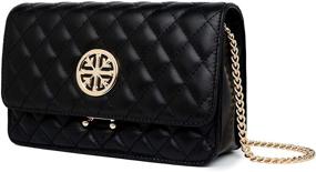 img 1 attached to 👜 Womens Leather Shoulder Bag: Quilted Black Clutch Purse with Chain - Stylish Crossbody Bag for Ladies