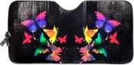 🦋 lunna swr-0216 gloss sunshade: stunning butterfly swarovski crystal accordion in sleek black - special edition logo
