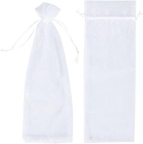 img 2 attached to 🍾 Juvale Set of 24 Organza Wine Bags - Drawstring Gift Bags for Baby Showers, Weddings, and Party Favors - White 14.7 x 5.2 inches