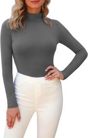 img 2 attached to 👗 Trendy LAOLASI Women's Turtleneck Bodysuit for a Stylish Slim Fit