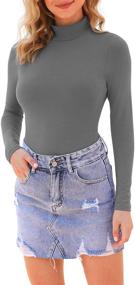 img 1 attached to 👗 Trendy LAOLASI Women's Turtleneck Bodysuit for a Stylish Slim Fit