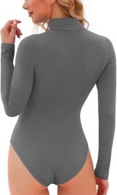 img 3 attached to 👗 Trendy LAOLASI Women's Turtleneck Bodysuit for a Stylish Slim Fit