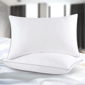 img 3 attached to 🌬️ Queen Size Cooling Pillows for Side, Back, and Stomach Sleepers - 2 Pack Bed Pillows with Down Alternative Filling and Plush, Soft Support
