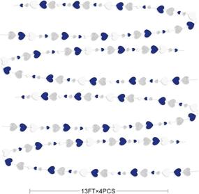 img 3 attached to 🎉 52 футов Гирлянды в морской голубой и серебряной цвета с изображением сердечек – идеально подходит для годовщины, девичника, помолвки, свадьбы, вечеринки в честь рождения ребенка, девичьего вечера, дня рождения – декоративные стримеры-шарики – набор с королевским синим акцентом.