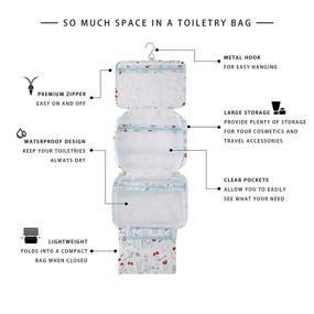 img 1 attached to Hanging Travel Toiletry Bag - Abutilon Striatum: Large 🧳 Capacity, 5 Compartments & Sturdy Hook for Women & Men