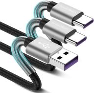 🔌 10-футовый кабель usb type c, [2 шт.] cyvensmart usb a к usb-c быстрая зарядка дополнительно длинный прочный tpe кабель, совместимый с samsung galaxy a10/a20/a51/s10/s9/s8 plus/note 9/8, lg v50 v40 g8 g7 thinq, moto z. логотип