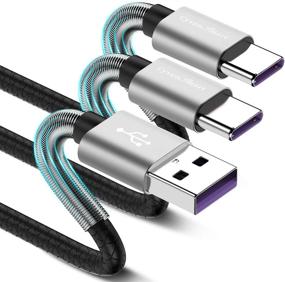 img 4 attached to 🔌 10-футовый кабель USB Type C, [2 шт.] CyvenSmart USB A к USB-C быстрая зарядка Дополнительно длинный прочный TPE кабель, совместимый с Samsung Galaxy A10/A20/A51/S10/S9/S8 Plus/Note 9/8, LG V50 V40 G8 G7 Thinq, Moto Z.