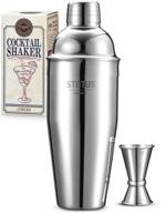 stntus cocktail shaker set - 25 oz stainless steel martini shaker with strainer - drink mixer for bartending and home bar - 2 piece logo